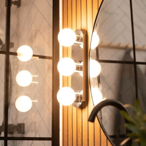 Image of ValueLights | Orbital 3 Way Chrome Wall/Ceiling Light with a Opal Glass Globe Lamp Shade | Bath Wall Lights, Home Décor & Improvement Essential | Includes Bulb [6500K Cool White] | Mains Wired