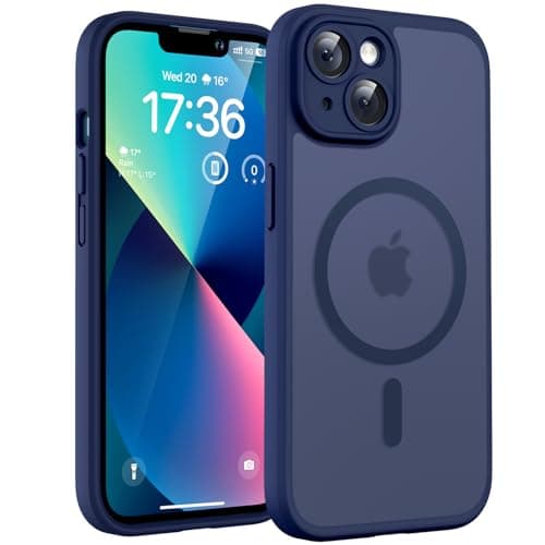 Image of TOCOL Magnetic for iPhone 13 Case 6.1-Inch, Fit for MagSafe, Upgraded [Full Camera Protection], [14FT Military Grade Drop Tested] Shockproof Slim Translucent Matte Back Phone Cover (Dark Blue)