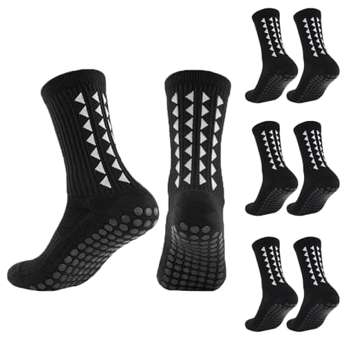 Image of OnseToday 3 Pairs Non Slip Football Socks, Football Grip Socks for Men, Soccer Socks with Rubber Dots for Yoga Running Hiking (Black)