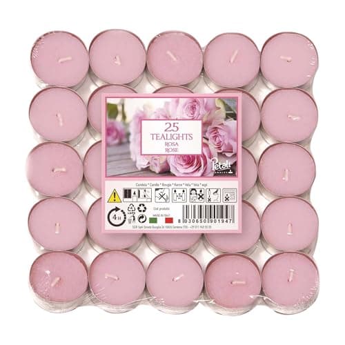 Image of Price's Petali Brand Scented Tealights | 25 Pack Tealights 4 Hour Burn Time | Available in Multiple Scents (Rose)