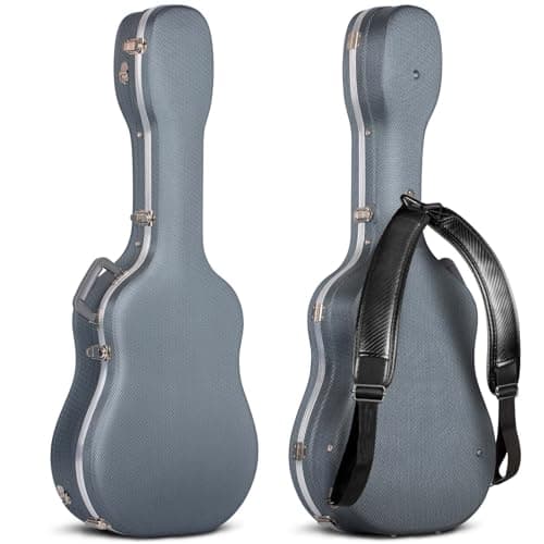 Image of CAHAYA Acoustic Guitar Case Black Guitar Case ABS Waterproof Hard Case 1.5 cm Thick Padding Suitable for 41 Inch Guitar, Navy, 41 Zoll, Guitar case ABS