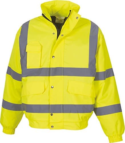 Image of Yoko Men's Yk043/Hvp211 Hi Vis Classic Bomber Jacket - Yellow, Large