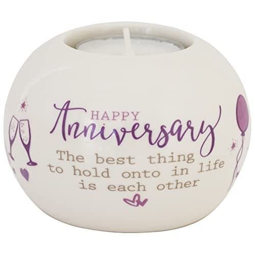 Image of Said with Sentiment 7230 Happy Anniversary Ceramic Tealight Holder