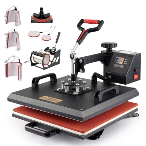 Image of CREWORKS 8-in-1 38X38 cm Heat Press Dual Digital Control, 360 Degree Swivel Heat Press Machine, Multipurpose Combo Kit Sublimation Printing Machine for T Shirts, Mug, Hat, Plate, Cap (38x38cm 8in1)