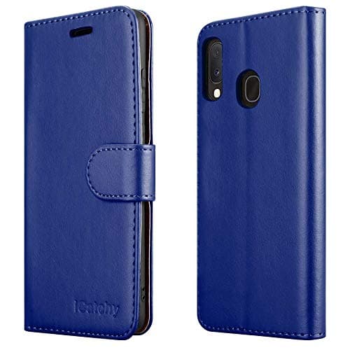 Image of For Samsung Galaxy A20e Case Wallet Book [Stand View] Card Case Cover Magnetic Closure [Kickstand] Full Protection Premium Leather Folio Case Compatible with Samsung Galaxy A20E Phone Cover (Blue)