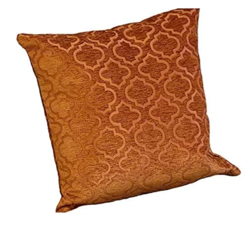 Image of Emma Barclay Bohemia Geometric Satin Chenille Cushion Cover in Terracotta - 17x17 (43x43cm)