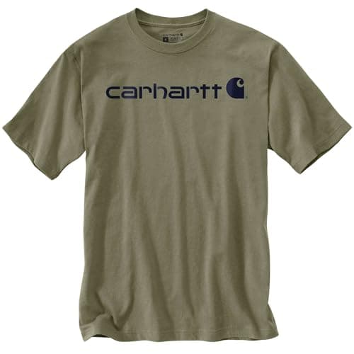 Image of Carhartt Relaxed Fit Heavyweight Short-Sleeve Logo Graphic T-Shirt Dusty Olive