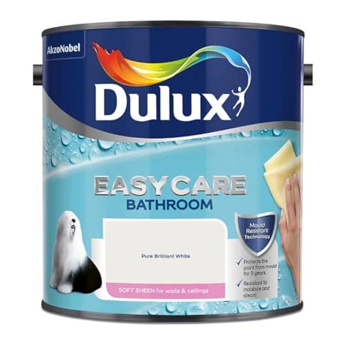 Image of Pure Brilliant White Dulux Easycare Bathroom Soft Sheen Paint 2.5L – Moisture & Steam Resistant, Mould Protection, Washable Durable Finish for Bathroom Walls & Ceilings