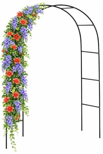 Image of Garden Mile Garden Arch 2.4m – Heavy Duty Steel Garden Arbour Frame, Weather Resistant Metal Arch for Climbing Plants, Roses, Vegetables & Outdoor Garden Archway Decor
