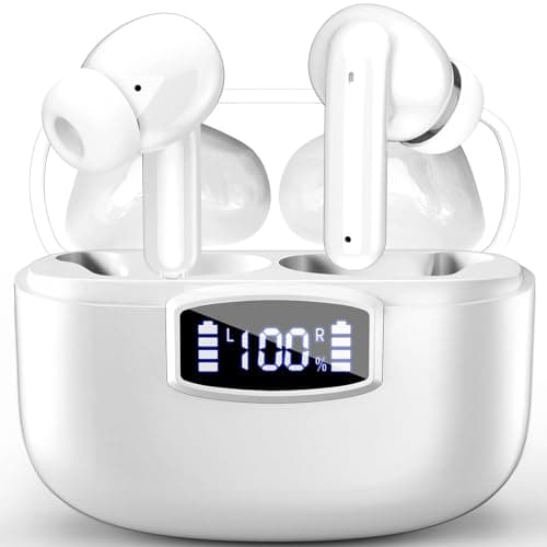 Image of Wireless Earbuds, Bluetooth 5.3 Headphones,ENC Noise Cancelling, Bluetooth Earbuds With 40H Playtime LED Power Display, Hi-Fi Stereo, Touch Control, IP7 Waterproof/Sweatproof Wireless Earphones,White