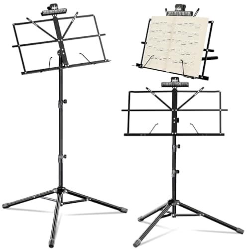 Image of K KASONIC Sturdy-lightweight Music Stands, 2 in 1 Portable Music Book Stand with Carrying Bag for Performances, 2 Pack Sheet Music Stand Tripods for Musical Needs, Black