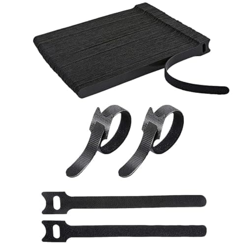 Image of 100 x Black Adjustable Reusable Cable Straps, Hook and Loop, Long Cable Ties，150mm