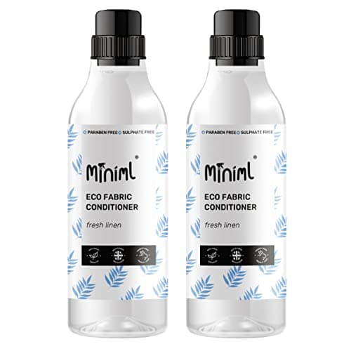 Image of Miniml Eco Fabric Softener 2 x 1L - Fresh Linen Scented All Natural Fabric Softener for Sensitive Skin - 100% Vegan & Cruelty Free (100 Washes)