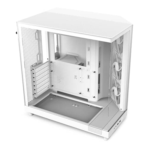 Image of NZXT H6 Flow | CC-H61FW-01 | Compact Dual-Chamber Mid-Tower Airflow Case | Panoramic Glass Panels | High-Performance Airflow Panels | Includes 3 x 120mm Fans | Cable Management | White