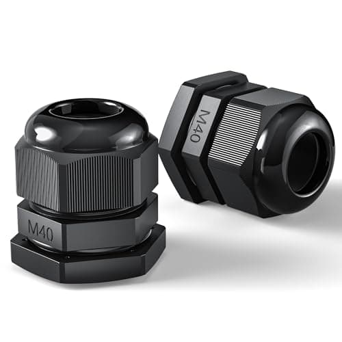 Image of PEBA® IP68 Waterproof Black Cable Glands 40mm, M40 x 1.5 Outdoor Electrical Box Cable Gland, Suitable for 22mm - 32mm Cables, Cable Compression Glands with Locknut, Black Cable Glands Joints