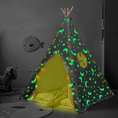 Image of ZAIXIA Teepee Tent for Kids,Portable Kids Play Tents,Indoor Glow Play Tent