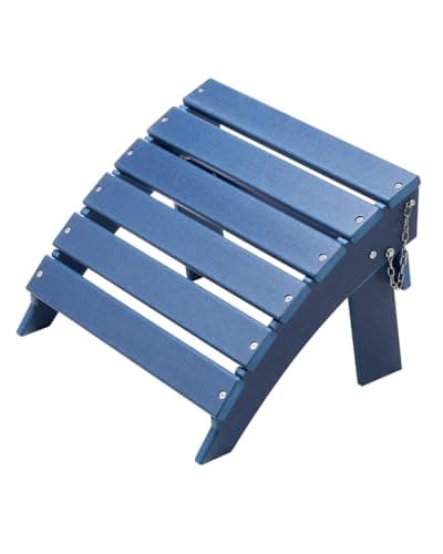 Image of VEVOR Adirondack Ottoman, 15.7L x 18.9W x 13H Inch HDPE Plastic Folding Adirondack Ottoman, Weather-Resistant Foot Rest for Adirondack Chair, Widely Used for Outside Porch Pool Lawn Backyard, Blue