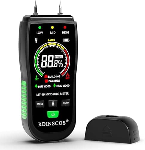 Image of RDINSCOS 3-in-1 Pin Type Damp Meter for Walls & Building Materials, Backlight Moisture Meter for Wood with Audible Alert, Moisture Detector Tester with Replaceable Pins, Batteries & Pouch (MT19C)
