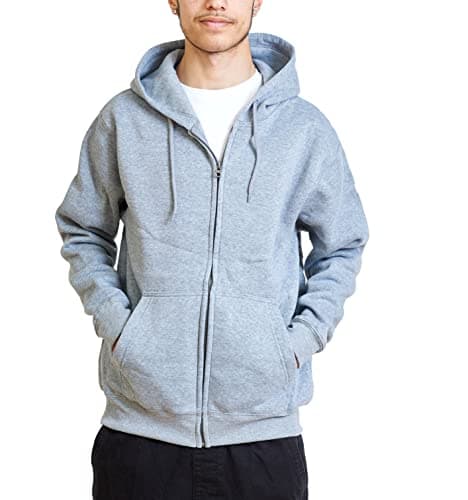 Image of Mens Hoodies Zip Up Long Sleeve Hoody – 100% Polyester Hooded Sweatshirt for Men with Pockets - Grey Melange - Medium