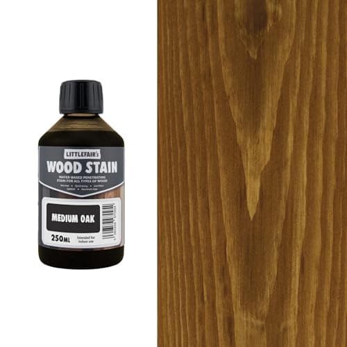 Image of Littlefair's Wood Stain Water-Based - (Medium Oak) – Non-Toxic, Eco-Friendly & Quick Drying - Easy-to-Apply, Concentrated Formula for All Wood Types – 250ml