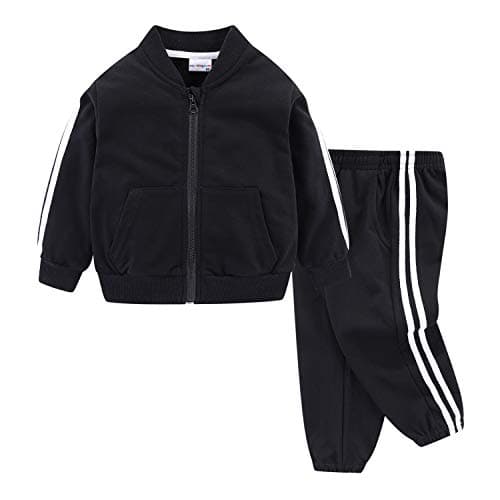 Image of Mud Kingdom Toddler Boys Tracksuit Zip up Jogger Set for Boy Sweatshirt Jogging Bottoms Outfits Black 2 Years