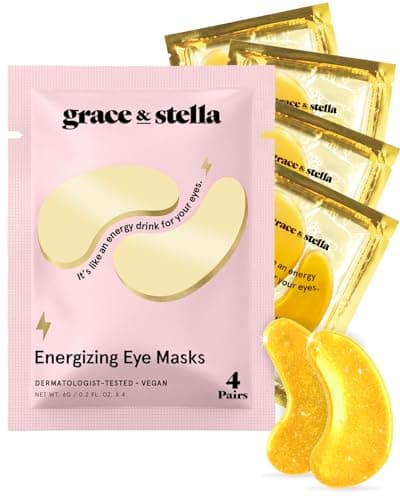 Image of grace & stella Award Winning Under Eye Mask - Reduce Dark Circles, Puffy Eyes, Undereye Bags, Wrinkles - Under Eye Gel Patches, Vegan Cruelty-Free Self Care (4 Pairs, Gold)