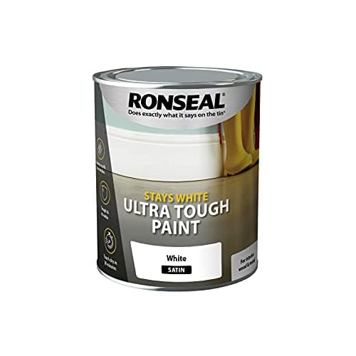 Image of Ronseal RSLSWUTSP750 Stays Ultra Tough Satin Paint, White, 750 ml