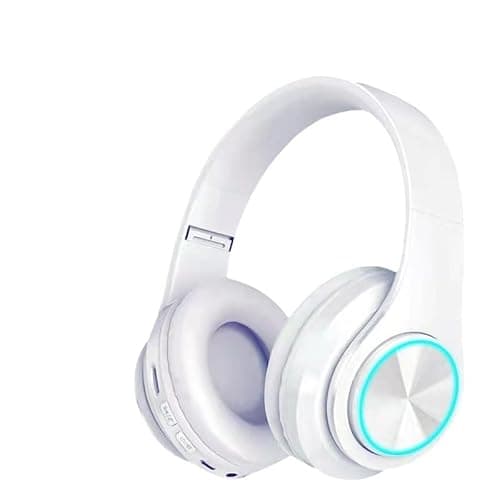 Image of LIWEARE Bluetooth Headphones, Over Ear Wireless Headset, Heavy Bass Headphones, HiFi Stereo Sound, 2.4 GHz Gaming Headphones with Noise Cancelling and RGB Light (White)