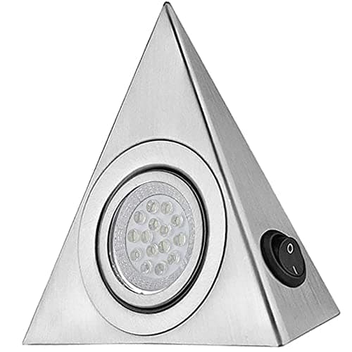 Image of SAMTEK LED Mains Under Cabinet Triangle Lights, Stainless Steel Cupboard Light Kitchen Cuisine Shelf Lights Under Cabinet LED Pyramid Lighting for Bedroom Shelf Kitchen (Warm White)