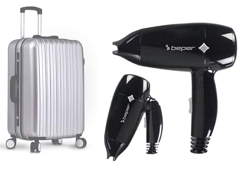 Image of BEPER P301ASC100 Travel Hairdryer, 1200W, Foldable Hair Dryer, 3 Temperatures, 2 Speeds, Small and Lightweight Hairdryer, Black