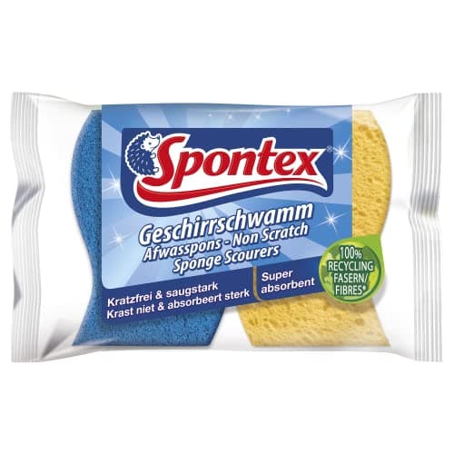 Image of Spontex 2 Spongy Non-Scratch Sponge Scourers| | Super Absorbent & Supple