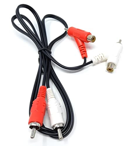 Image of DRUT 1m 2 Way Twin 2 x RCA Phono Plug to Plug Stackable Y Splitter Lead On One End Two Female RCA Connectors Adapter Cable 3.3ft