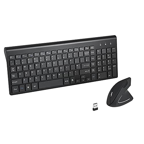 Image of 2.4GHz Wireless Vertical Ergonomic Mouse and Keyboard Combo Ultra-Thin Portable Size for PC Desktop Computer Laptop Mac Tablet