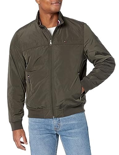 Image of Tommy Hilfiger Men's Performance Faux Memory Bomber Jacket, Army Green Filled, M