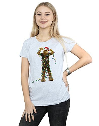 Image of Star Wars Women's Chewbacca Christmas Lights T-Shirt Medium Sport Grey