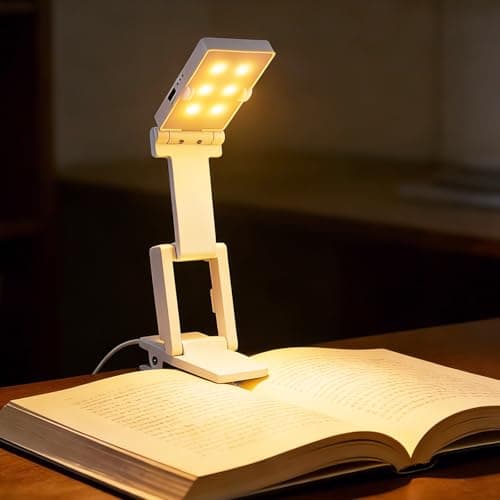 Image of Lychico LED Rechargeable Book Reading Light, 12 Eye-Caring LEDs, 80Hrs Runtime, 3 Color Modes & Stepless Dimming, Clip-on Book Light for Bed, Kindle, Desk
