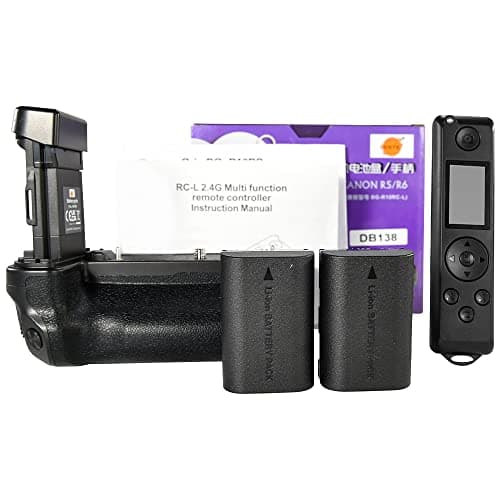 Image of DSTE BG-R10 Battery Grip Compatible with Canon EOS R5, R5C, R6 Camera Built in Infrared remote control + 2pcs LP-E6N Battery