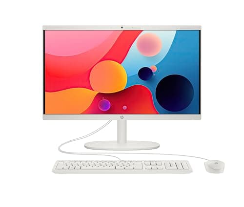 Image of HP 22” All-in-One Desktop PC | Intel® N100 Processor | 8 GB RAM | 256 GB SSD | Intel UHD Graphics | FHD Display | Windows 11 Home | Dual Speakers | Ceramic White | 22-dg0006sa
