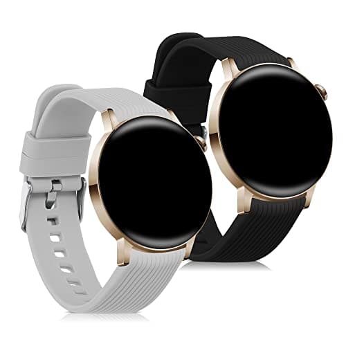 Image of kwmobile Straps for Huawei Watch GT 3 Pro 43mm / Watch GT3 42mm / GT2 42mm / MagicWatch 2 42mm Straps - 2x Replacement Silicone Watch Bands - Smartwatch or Fitness Tracker - Black/Grey/Grey