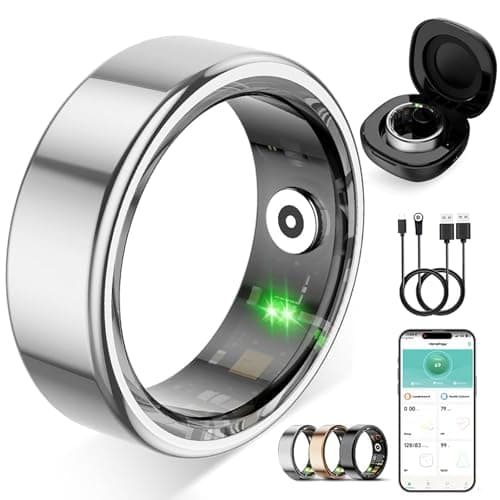 Image of ZBNMY Smart Ring for Women Men,Fitness Tracker Ring with Heart Rate, Sleep Monitoring, Blood Oxygen, Step Counting for iOS and Android, No Subscription Fee,Waterproof(Silver, 8)