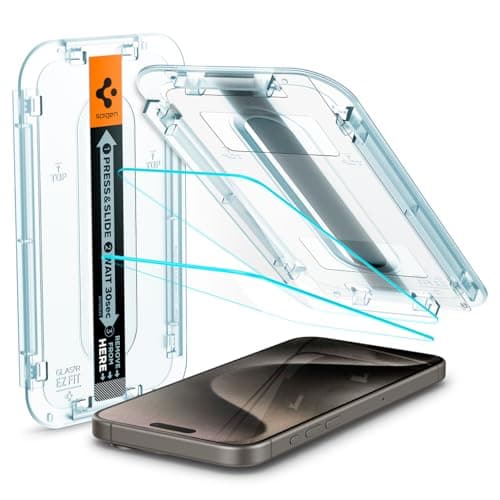 Image of Spigen EZ Fit Tempered Glass Screen Protector for iPhone 15 Pro Max (2 Pack)