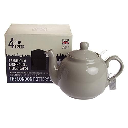 Image of London Pottery 73403 Farmhouse Loose Leaf Teapot with Infuser, Ceramic, Grey, 4 Cup (1.2 Litre)