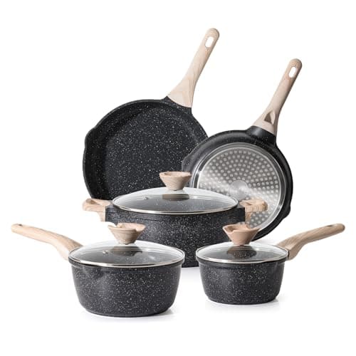 Image of Kordisen Pots and Pans Sets Non Stick, Induction Hob Pan Set, 5 Piece Kitchen Cookware with Lids, Compatible with All Stovetops, PFOA Free