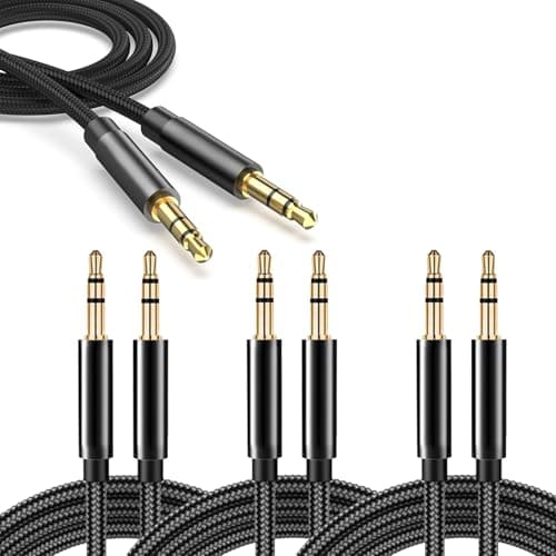 Image of Pddenality 3Pcs Audio Aux Cable Sets(1m, 1.5m, 2m) 3.5mm To 3.5mm Audio Cable, Nylon Braided Male to Male Auxiliary Cord Compatible with Hi-Fi Lead Stereo Headphone Speaker Laptop PC MP3 Player