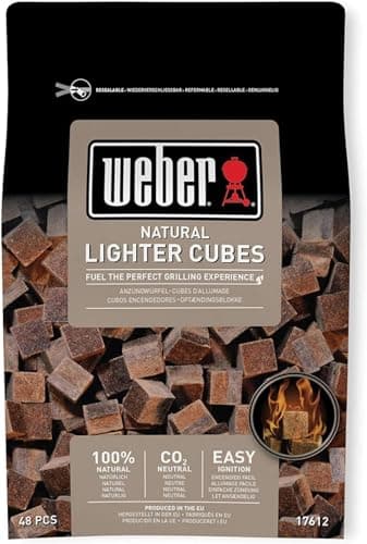 Image of Weber Firelighters (48 Pieces), ecological, environmentally friendly, odorless and smokeless firelighters, for lighting charcoal and briquettes, constant flame - brown (17612)
