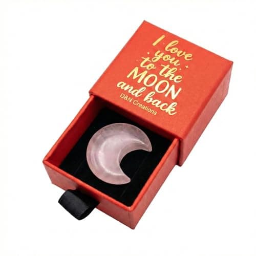 Image of D&N Creations Valentines Day Gifts For Her - Romantic 'I Love You to The Moon and Back' Moonstone Keepsake in Gift Box - Girlfriend Wife Valentine's Day Gift, for Her, Cute, Birthday, Christmas