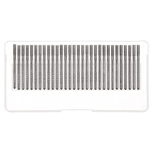 Image of sourcing map 30pcs Diamond Grinding Burrs Carving Bits 3mm Cylindrical Head Mounted Point 1/8 Shank for Rotary Tool