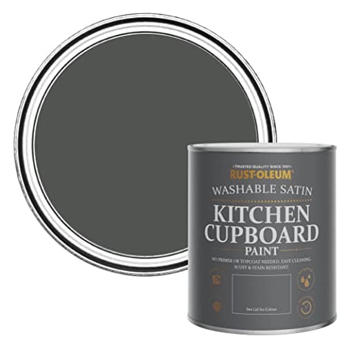 Image of Rust-Oleum Dark Grey Scrubbable Kitchen Cupboard Paint in Satin Finish - Graphite 750ml