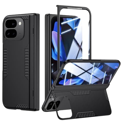Image of Kaiiecal for Google Pixel-9-Pro Fold Case: Slim Hinge Rugged Kickstand Case with Screen Protector - Full Body Soft Protective Phone Cover for Pixel 9Pro fold 2024 (Black)