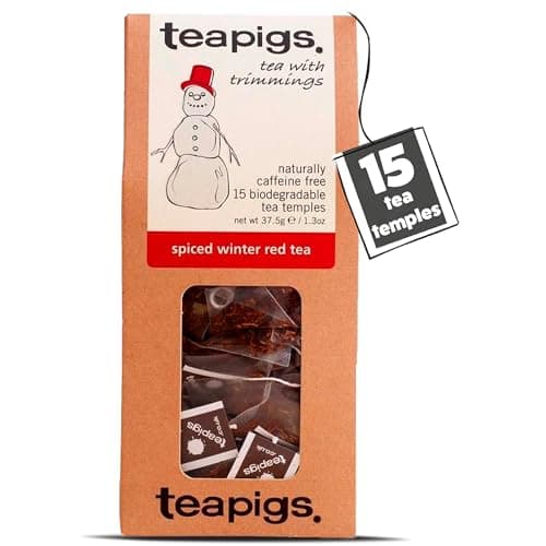 Image of teapigs Spiced Winter Red Tea - Caffeine-Free Rooibos Tea Bags with Cinnamon, Clove & Orange Peel - Warming and Spicy Blend - 15 Temples